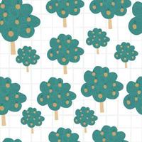 Hand drawn apple fruit trees seamless pattern on white background. vector