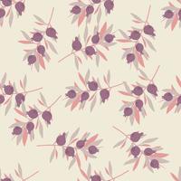 Leaves and berries seamless pattern on light background. Floral wallpaper. Botanical print. vector