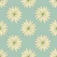 línea abstracta arte bud daisy patrón sin costuras sobre fondo azul. papel tapiz floral geométrico. vector
