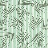 Random seamless pattern with creative minimalistic fern leafs ornament. Light green tones background. vector