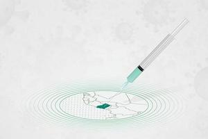 Ghana vaccination concept, vaccine injection in map of Ghana. Vaccine and vaccination against coronavirus, COVID-19. vector