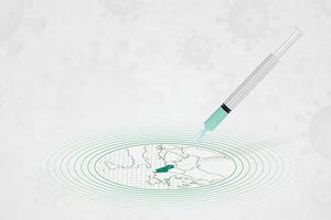 concepto de vacunación de albania, inyección de vacuna en el mapa de albania. vacuna y vacunación contra el coronavirus, covid-19. vector