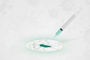 Hungary vaccination concept, vaccine injection in map of Hungary. Vaccine and vaccination against coronavirus, COVID-19. vector