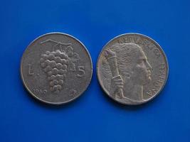 5 liras coin, Italy over blue photo