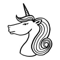 doodle style illustration hand drawn of unicorn isolated on white background vector