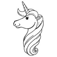 ilustración estilo doodle dibujada a mano de unicornio aislado sobre fondo blanco vector