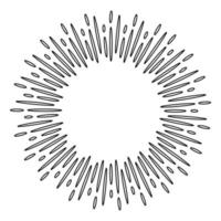 Starburst, sunburst  hand drawn. Design Element Fireworks Black Rays. Comic explosion effect. Radiating, radial lines. vector