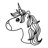 ilustración estilo doodle dibujada a mano de unicornio aislado sobre fondo blanco vector