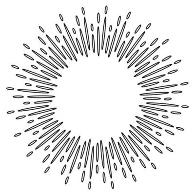 Starburst, sunburst  hand drawn. Design Element Fireworks Black Rays. Comic explosion effect. Radiating, radial lines.