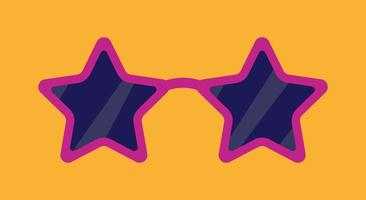 Vector illustration of purple star shaped sunglasses on orange background