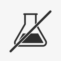 Crossed chemical flask vector icon isolated on white background. Test tube ban pictogram. Chemicals not allowed.