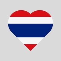 The flag of Thailand in a heart shape. Thai flag vector icon isolated on white background.
