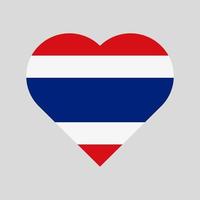 la bandera de tailandia en forma de corazón. icono de vector de bandera tailandesa aislado sobre fondo blanco.