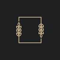 Simple line wheat frame best for quote or logo template vector