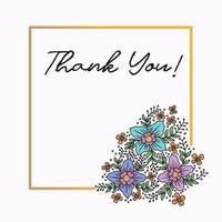Thank You Gift card with vintage flowers vector