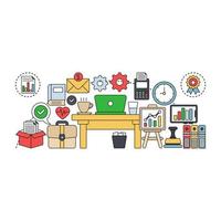 Conceptual design illustration of workplace vector