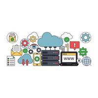 Conceptual design illustration of cloud hosting vector