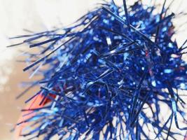 Blue Christmas tinsel photo