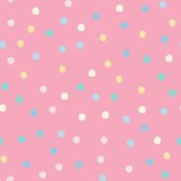 Abstract colored polka dots seamless pattern on pink background. Cute circle shapes wallpaper. vector