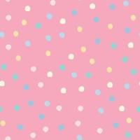 Abstract colored polka dots seamless pattern on pink background. Cute circle shapes wallpaper. vector