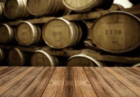 blank of wood top table at winery photo