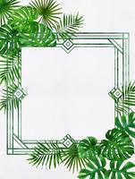 frame of tropical leaves watercolor photo