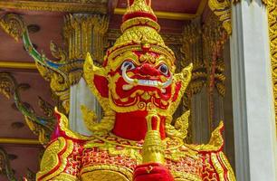 Temple guardian Yaksha Wat Don Mueang Phra Arramluang Bangkok Thailand. photo