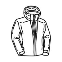 icono de chaqueta de snowboard de invierno para hombre. garabato dibujado a mano o estilo de icono de contorno. vector