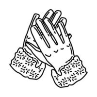 guantes de invierno para icono de mujer. garabato dibujado a mano o estilo de icono de contorno. vector