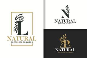 Monogram logo letter L, N, and P natural design vector