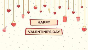 The banner of Valentine's Day. Ribbons with decorations. Vector illustration of holiday greetings.