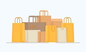 Bags of different shapes and colors, purchases from the Internet. vector