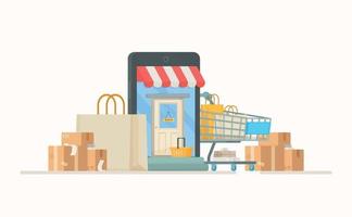 Vector illustration of purchasing goods.