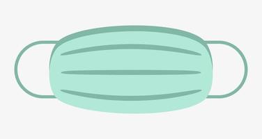Simple vector illustration of light green surgical mask isolated on white background.