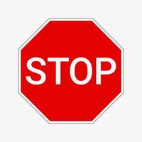 icono de vector de señal de stop aislado sobre fondo blanco.