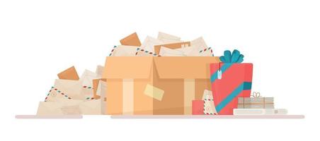 Delivery of the presentation to the doorstep. Vector illustration of gift post.