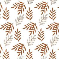 Vector pattern with leaves in boho style. Pattern with brown branches. Boho style.