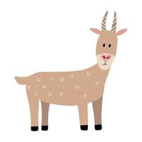 Vector illustration of a cute goat. Goat isolated on a white background. Childrens style.