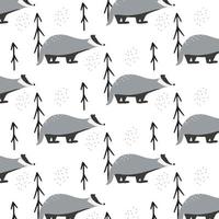 Childish seamless pattern with badger. Hand-drawn pattern with cute badger. vector