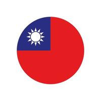 icono de vector de bandera taiwanesa redonda aislado sobre fondo blanco. la bandera de taiwán en un círculo