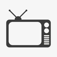 TV vector icon isolated on white background.  Television icon black color. TV symbol flat design sign isolated on white background. Old retro television.