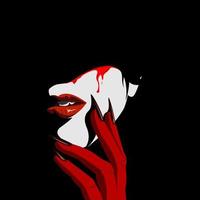 woman face with devil hand vector