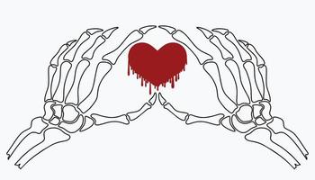 mano esquelética que muestra forma de corazón. vector