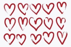 set of hand drawn doodle hearts vector