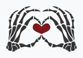 Skeleton hand showing heart shape. vector