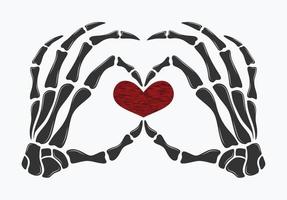 Skeleton hand showing heart shape. vector