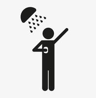 Shower vector icon. Shower web icon. Man taking shower symbol