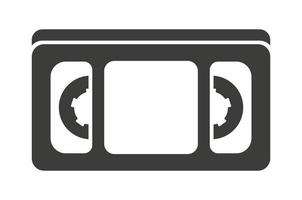 Black vector icon of VHS video cassette tape on isolated on white background.