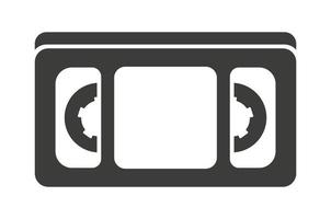 Black vector icon of VHS video cassette tape on isolated on white background.