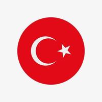 icono de vector de bandera turca redonda aislado sobre fondo blanco. la bandera de turquía en un círculo.